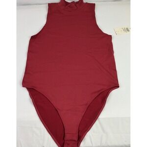 A New Day Women's‎ Sleeveless Mock Neck Bodysuit Top - Dark Pink - Size L